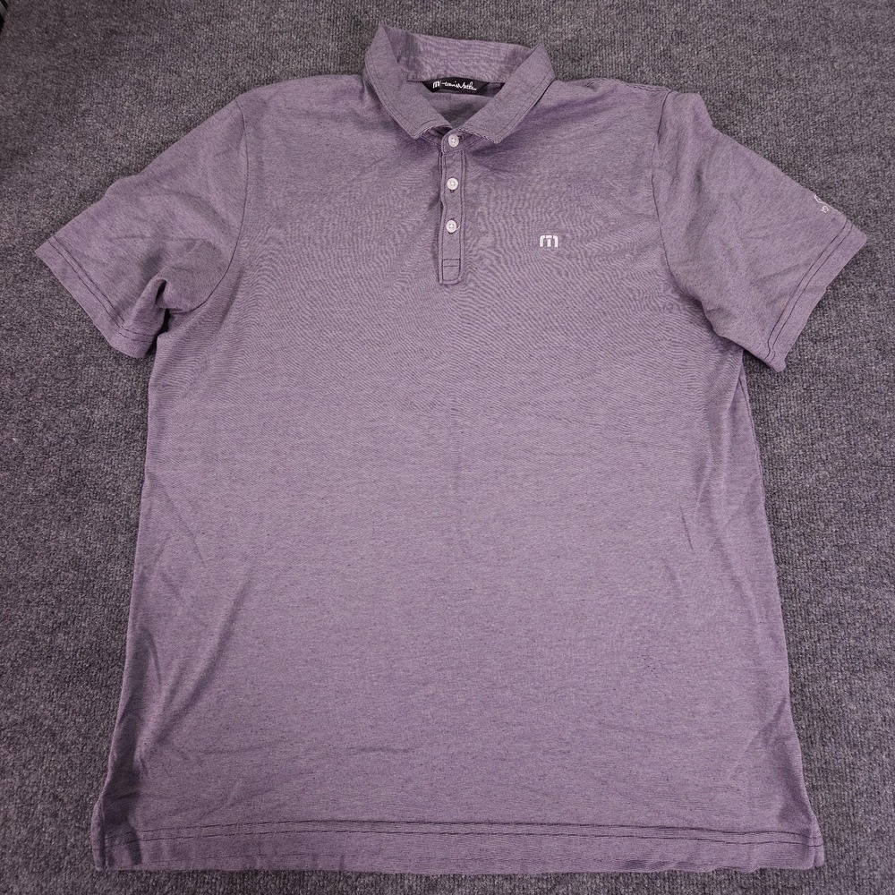 TravisMathew Polo Shirt Mens 2XL Striped Golf Performance Pima Cotton Casual